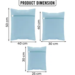 Kuber Industries 3-Pcs Blue Reusable Rectangular Durable Laundry Bags With Zipper image 2