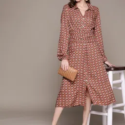Label Ritu Kumar Geometric Printed Shirt Midi Dress-18