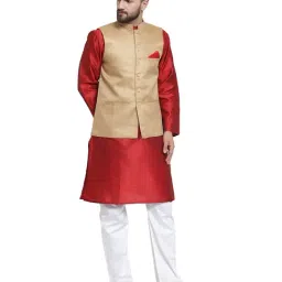 NEUDIS Beige Mandarin Collar Nehru Jacket-picture-36
