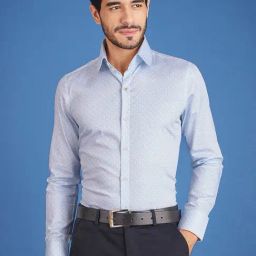 Louis Stitch White And Blue Cotton Regular Fit Printed Shirt-image-93