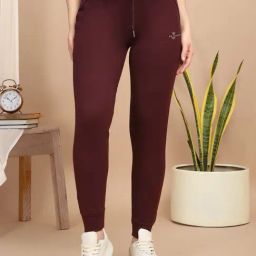 Sweet Dreams Maroon Cotton Solid Jogger-image-10