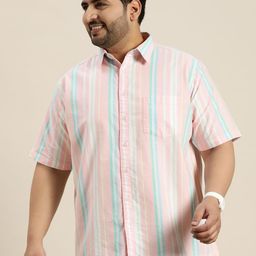 Sztori Plus Size Pure Cotton Opaque Striped Casual Shirt-image-90