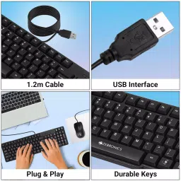Zebronics Wired Keyboard and Mouse Combo with 104 Keys and a USB Mouse with 1200 DPI JUDWAA 750 image 5