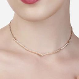 Zaveri Pearls Rose Gold Cubic Zirconia Sleek Necklace-ZPFK15264-image-80