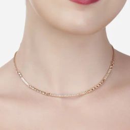 Zaveri Pearls Rose Gold Cubic Zirconia Sleek Necklace-ZPFK15265-4