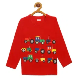 Ladore Kids Red Cotton Printed T-Shirt-picture-21