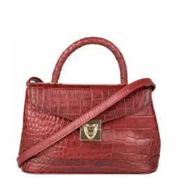 Hidesign Core Red Textured Medium Handbag-12