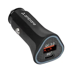 Ambrane 38W Fast Car Charger 3.0 Type-C & USB Port (RAAP C11, Black)-image-36