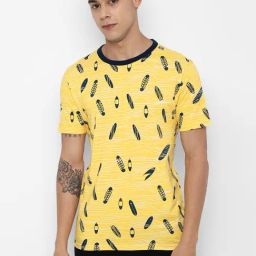 Forever 21 Yellow Printed Regular fit T-Shirt-image-59