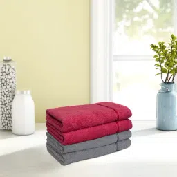 Spaces Seasons Best QD Coral & Grey 380 GSM Cotton Hand Towel - Set of 4-image-10
