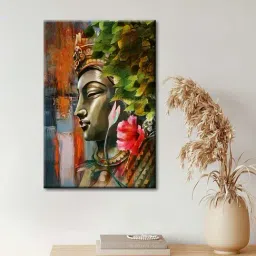 999Store Lord Gautam Buddha Face Multicolor Canvas Framed-Painted Wall Art - Set of 1-14