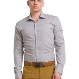 Park Avenue Grey Slim Fit Printed Shirt-picture-49