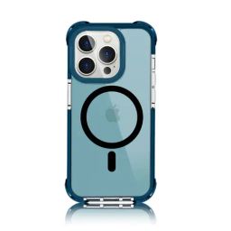 GRIPP EVO Mag-Safe Military Grade Case for Apple iPhone 14 Pro- (Blue/Blue - Transparent)-46