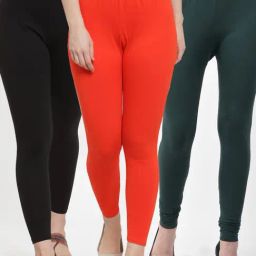 Gracit Black & Orange Mid Rise Leggings - Pack Of 3-picture-8