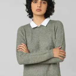 Only Green Textured Pullover-image-30