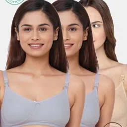 Inner Sense Blue & Beige Full Coverage Maternity Bra - Pack of 3-picture-10