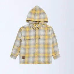 HOP Kids by Westside Beige Checks Detailed Cotton Shirt-picture-11