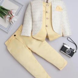 Fourfolds Boys Yellow Embellished Indowestern Sets-image-71