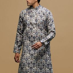 Sanwar Floral Printed Mandarin Collar Cotton Straight Kurta-image-95