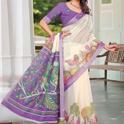Anouk Floral Zari Linen Blend Saree-image-51