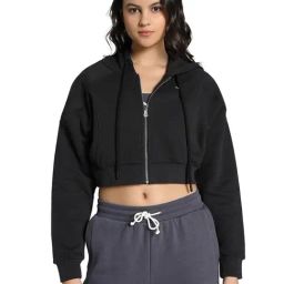 Puma Black Cotton Solid Hoodie-image-18