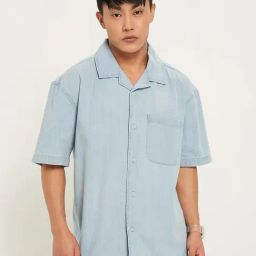 Sf Jeans By Pantaloons Light Blue Cotton Loose Fit Shirt-image-20