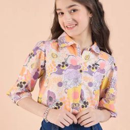 StyloBug Girls Multi Hip Length Printed Top-image-15