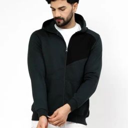 Kalt Khaki Regular Fit Solid Hooded Sweatshirt-picture-19
