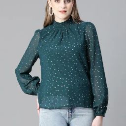 Oxolloxo Teal & White Printed Top-picture-44