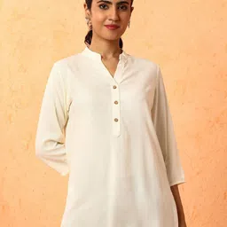 Jaipur Kurti Women Solid Fusion A-Line Kurtas-image-80