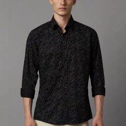 Louis Philippe Black Cotton Slim Fit Printed Shirt-image-42