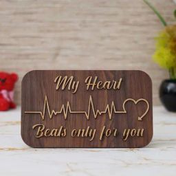 eCraftIndia Wooden My Heart Beats Only For You Showpiece & Little Trees Air Freshener Black Ice-9
