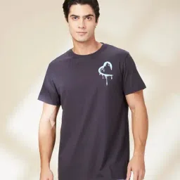 Being Human Black Cotton Regular Fit Printed T-Shirt-image-97