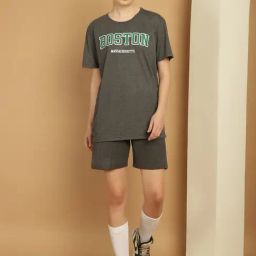 Vimal Jonney Grey Cotton Printed T-Shirt & Shorts Set-image-85