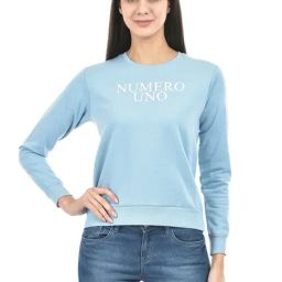 NUMERO UNO Blue & White Cotton Graphic Print Sweatshirt-image-36