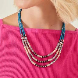 Accessorize London Women's Blue Layered Disc Necklace-image-38