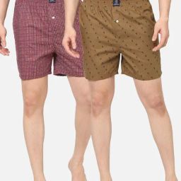 Urban Scottish Red & Brown Regular Fit Printed Boxers - Pack Of 2-picture-0