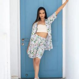 Jilmil Dreamwear Light Blue Shirt with Shorts-image-0