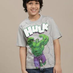 Kidsville Hulk Grey Printed Regular Fit T-Shirt For Boys-image-41