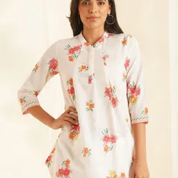JAYPORE Mandarin Collar Printed Tunic-image-22