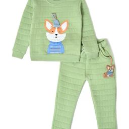 MiArcus Kids Green Printed Full Sleeves Sweatshirt Set-61