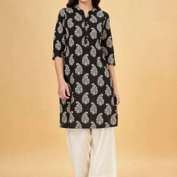 Rangmanch by Pantaloons Black Printed Straight Kurta-picture-23