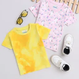 Bumzee Kids Pink & Yellow Printed T-Shirt (Pack Of 2)-image-51