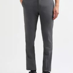 Arrow Grey Regular Fit Self Pattern Trousers-picture-34