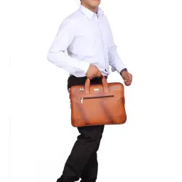 SCHARF Sir Dom  Tan Leather Medium Laptop Messenger Bag - 15.6 inches-image-39