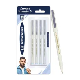 Schneider Technoroller 3 Blue & 1 Black Roller Ball Pen Needle Tip (Pack of 4)-image-94