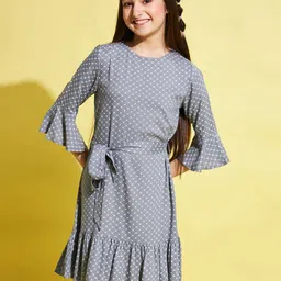 Stylo Bug Print Bell Sleeve Fit & Flare Dress-image-13
