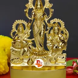 DARIDRA BHANJAN Gold-Toned Laxmi Ganesh Ji Religious Idol Showpiece-image-20