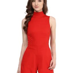 Miss Chase Red Cotton Playsuit-image-3