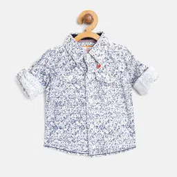 612 league Boys White & Navy Regular Fit Printed Casual Shirt-image-5
